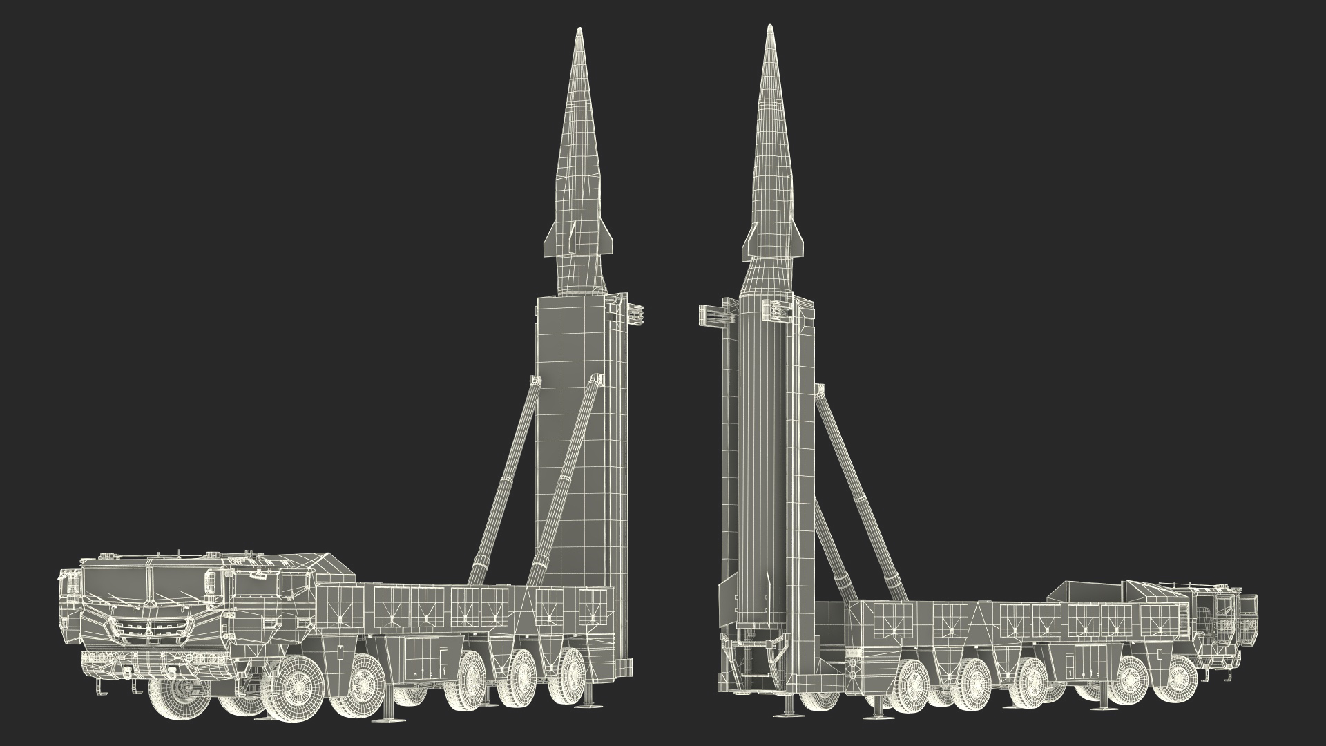 3D Strategic Missile on Road Mobile Vehicle Rigged for Maya