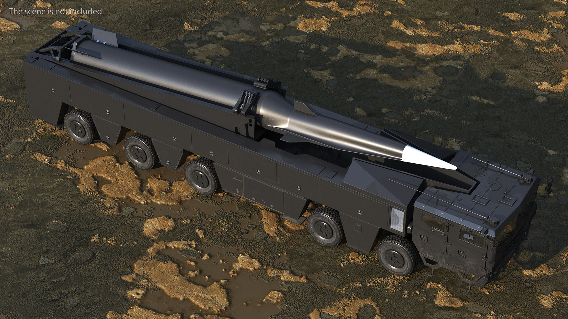3D Strategic Missile on Road Mobile Vehicle Rigged for Maya