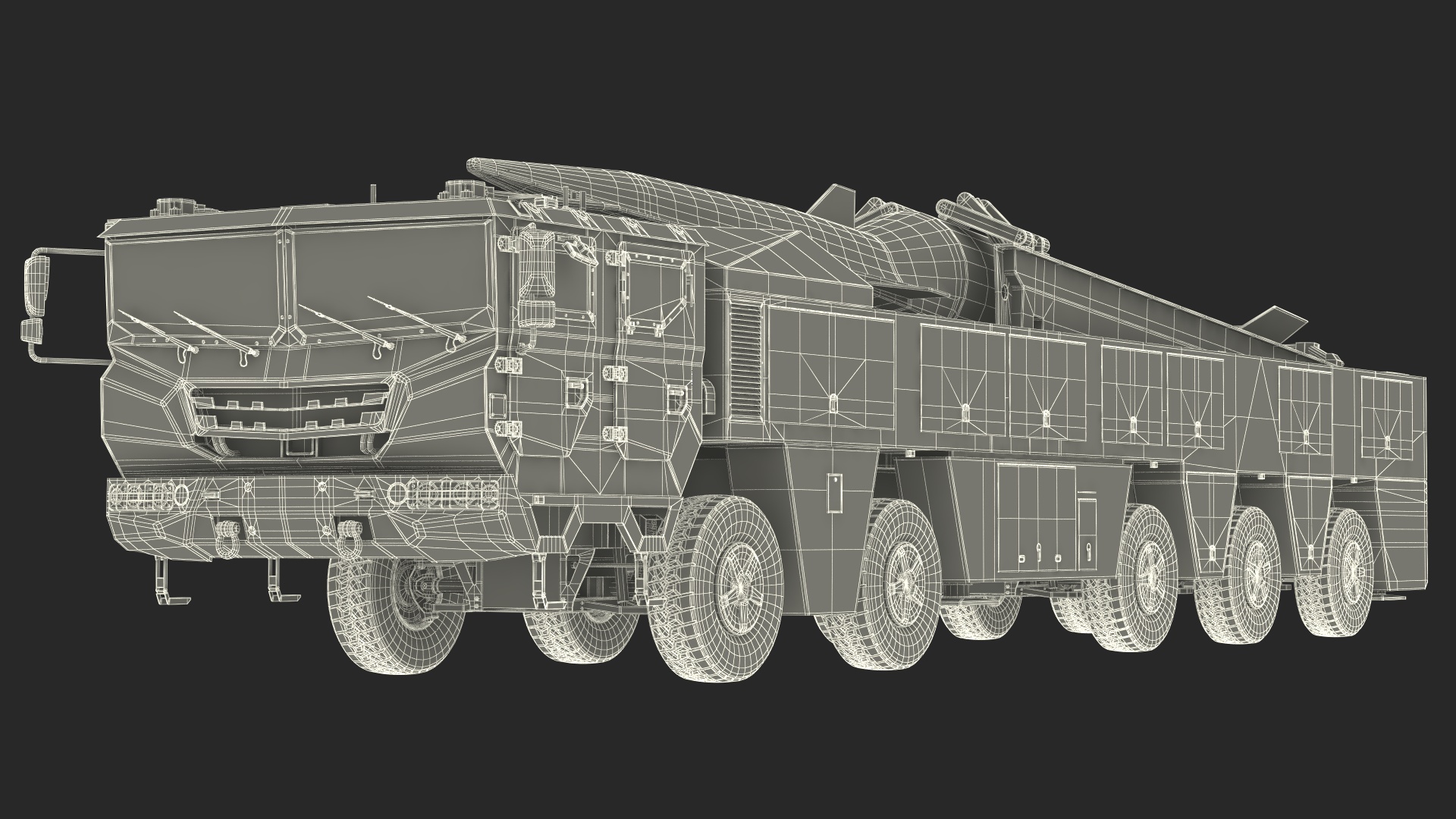 3D Strategic Missile on Road Mobile Vehicle Rigged for Maya