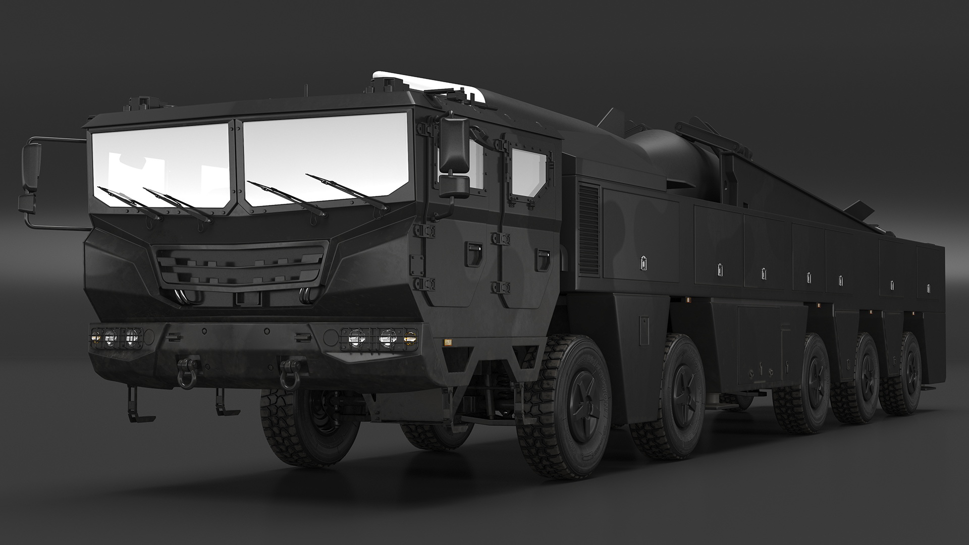 3D Strategic Missile on Road Mobile Vehicle Rigged for Maya