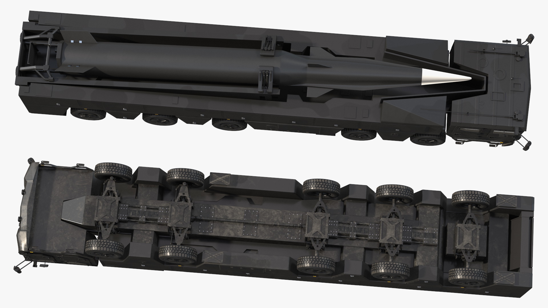 3D Strategic Missile on Road Mobile Vehicle Rigged for Maya