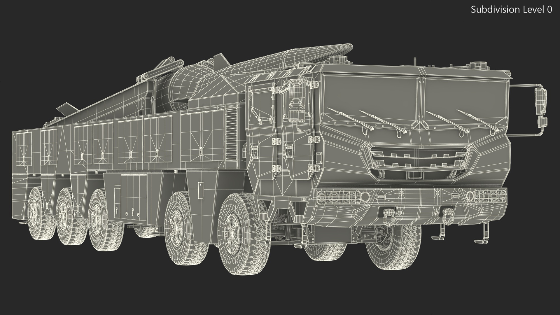 3D Strategic Missile on Road Mobile Vehicle Rigged for Maya