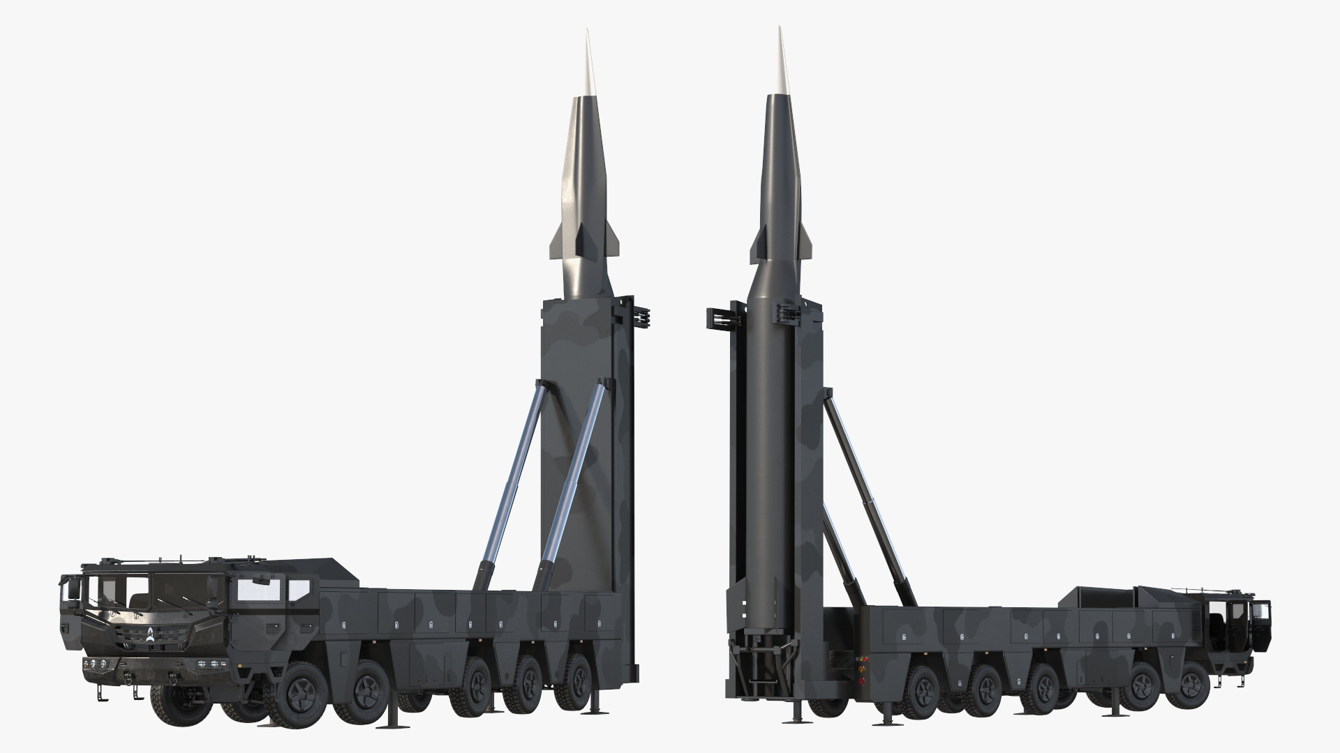 3D Strategic Missile on Road Mobile Vehicle Rigged for Maya