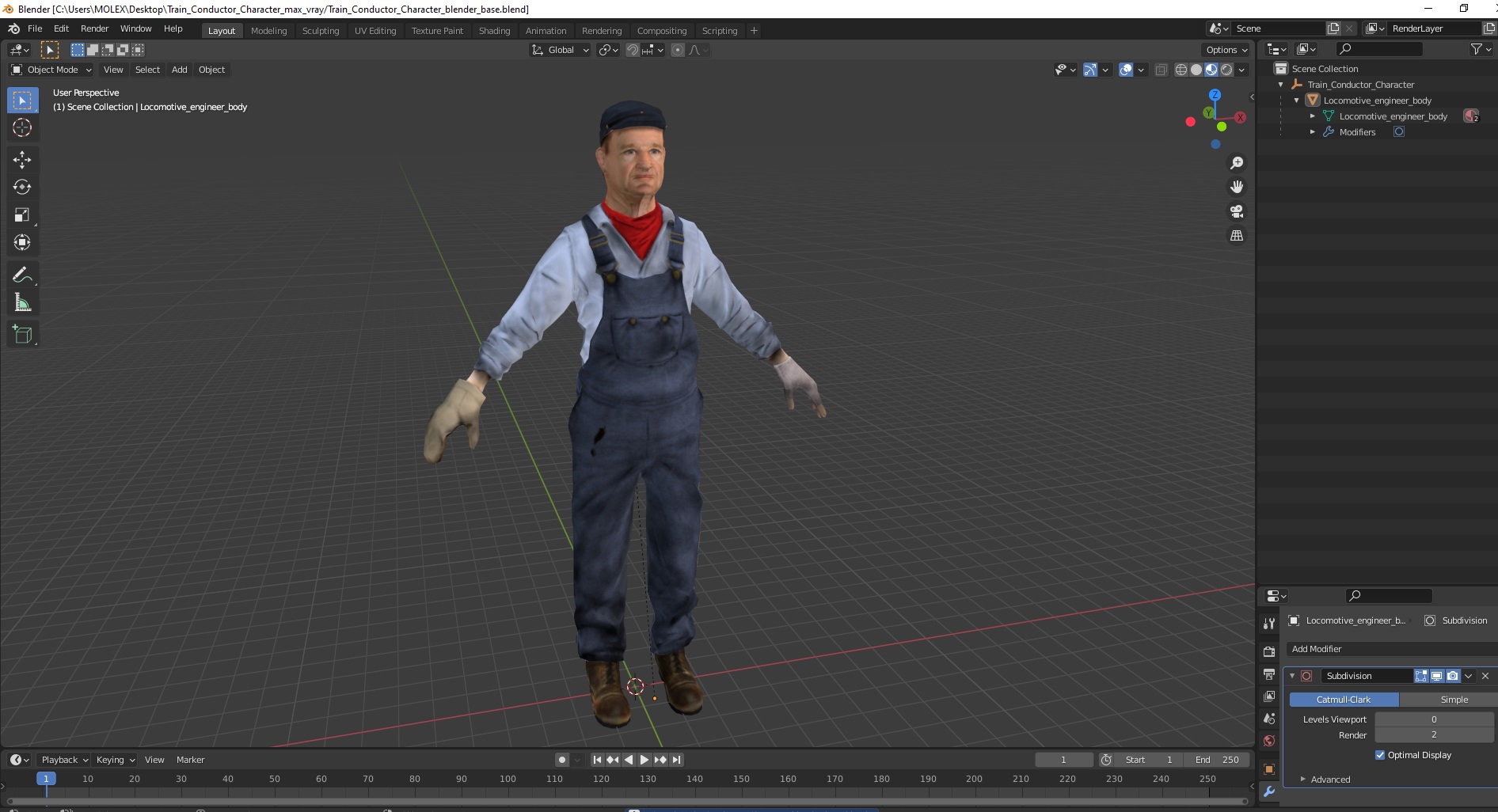 3D model Train Conductor Character