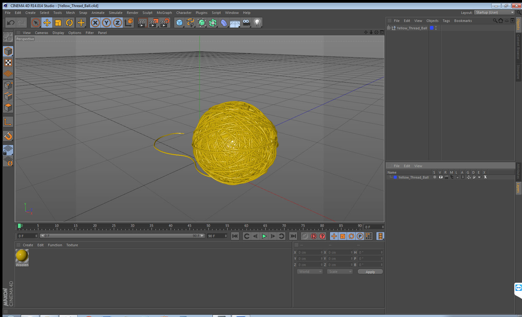 3D Yellow Thread Ball model