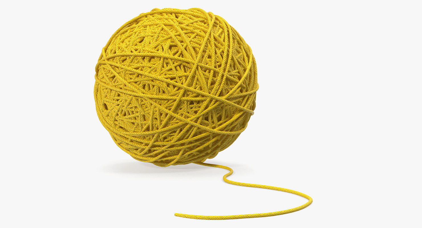 3D Yellow Thread Ball model