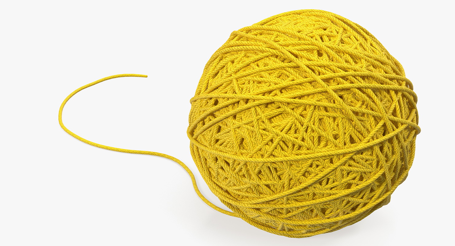 3D Yellow Thread Ball model