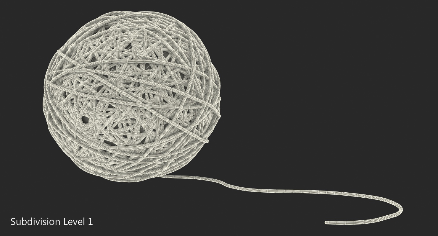 3D Yellow Thread Ball model