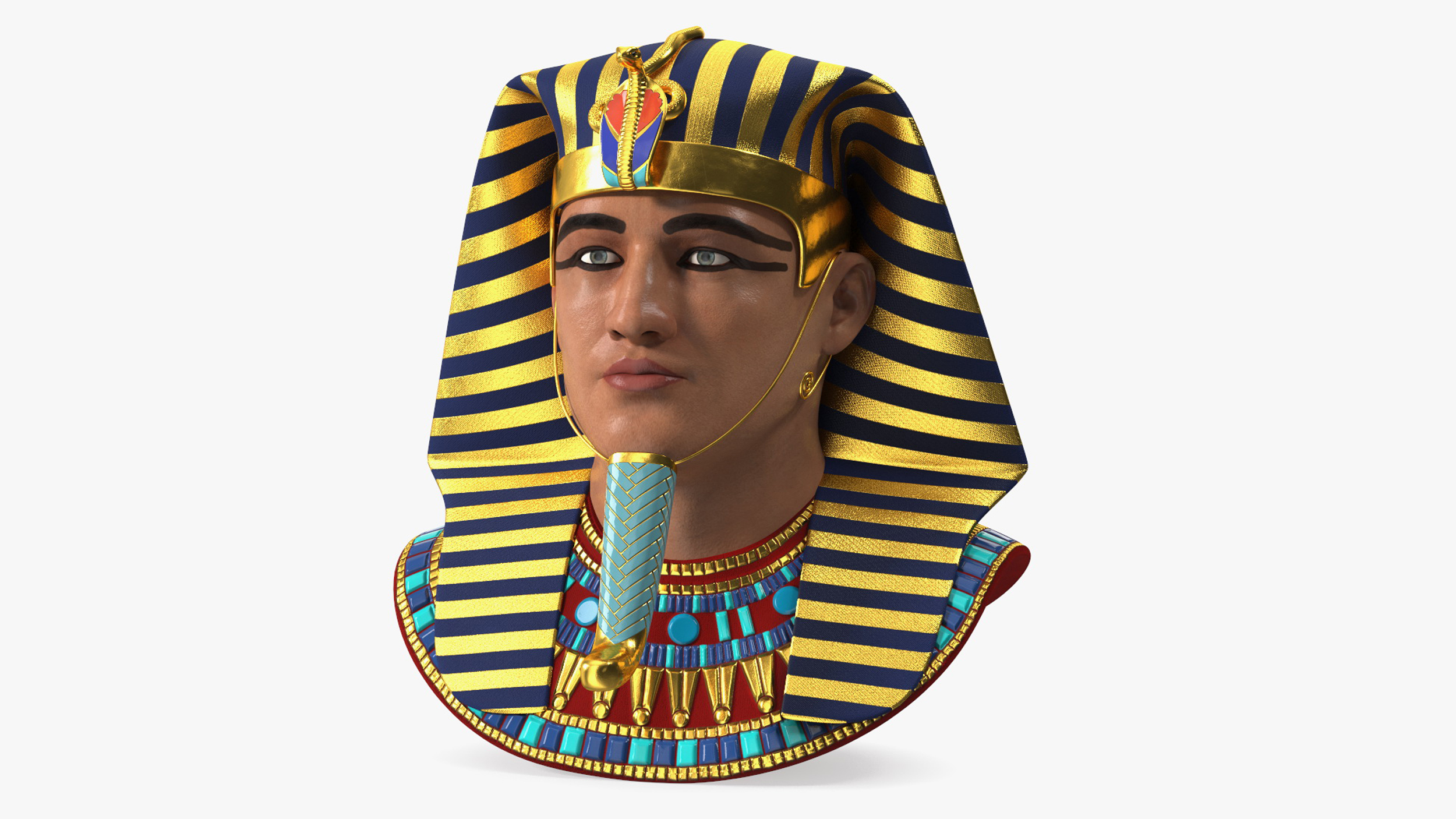 3D model Head of Egyptian Pharaoh Rigged for Cinema 4D