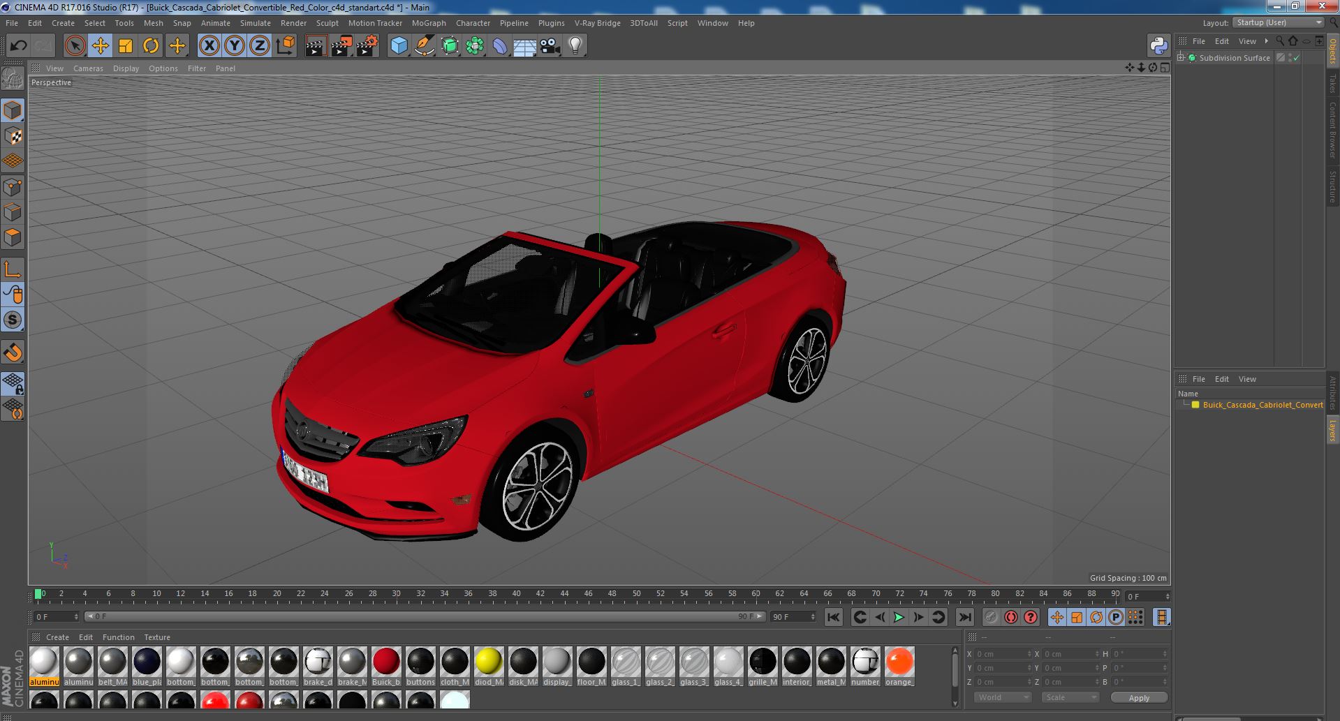 3D model Buick Cascada Cabriolet Convertible Red Color