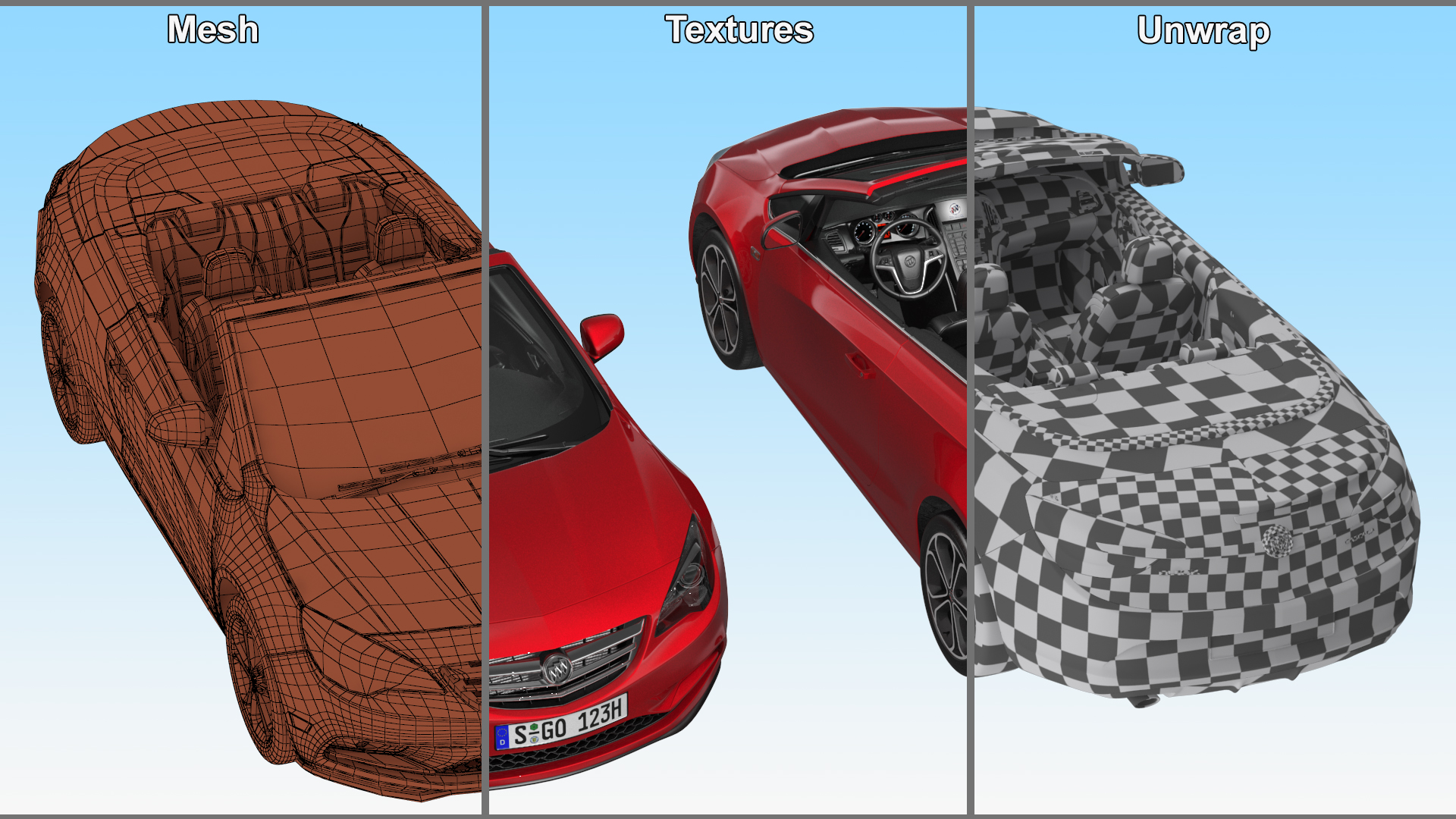 3D model Buick Cascada Cabriolet Convertible Red Color