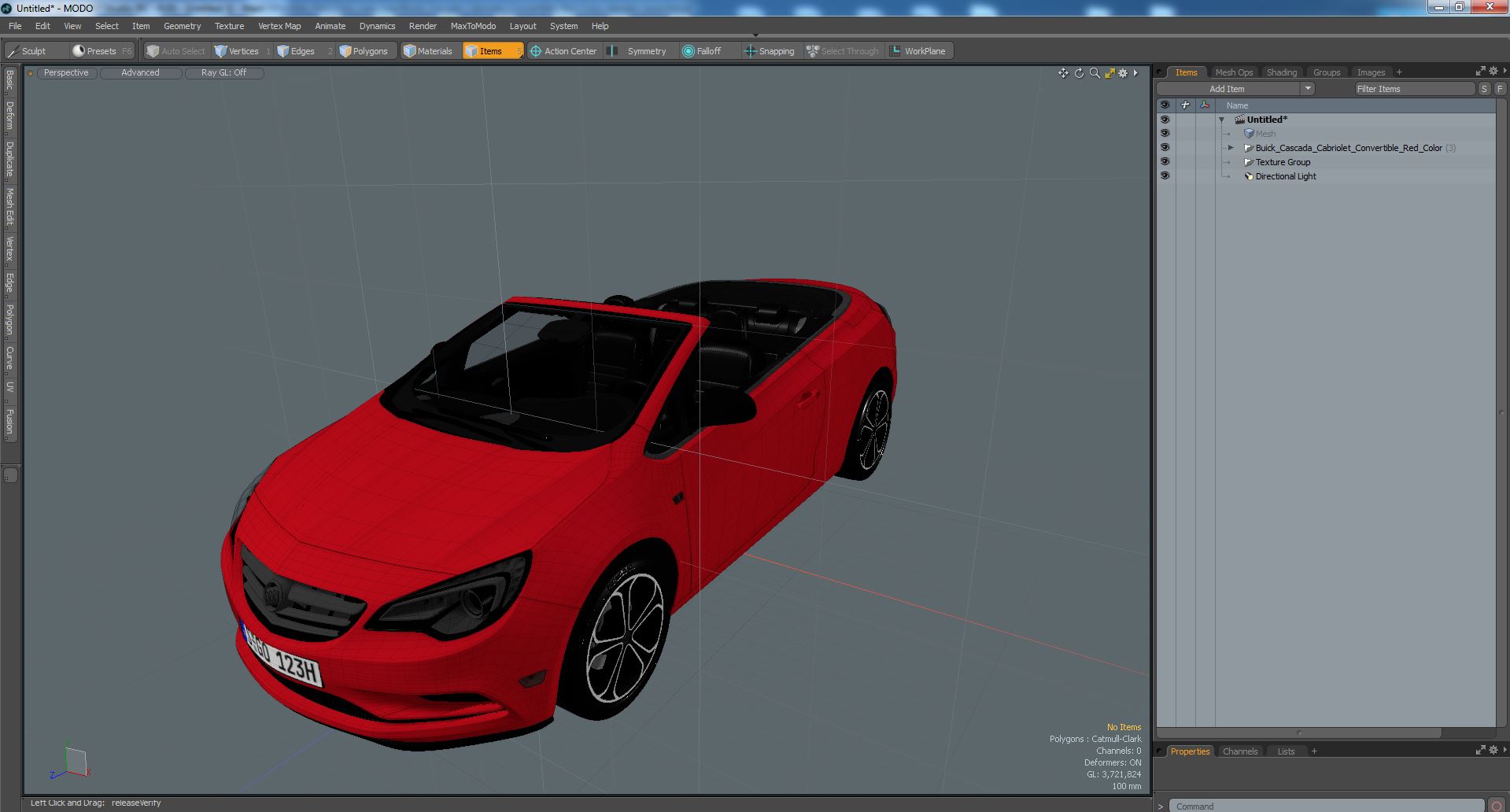 3D model Buick Cascada Cabriolet Convertible Red Color