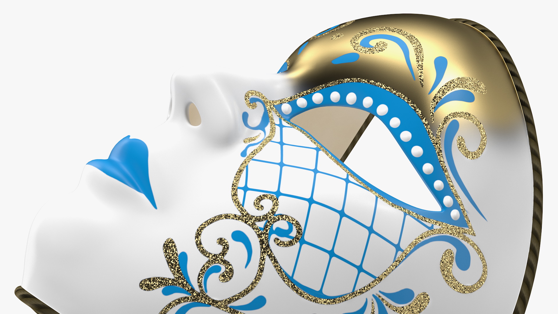 3D Blue Full Face Carnival Mask model