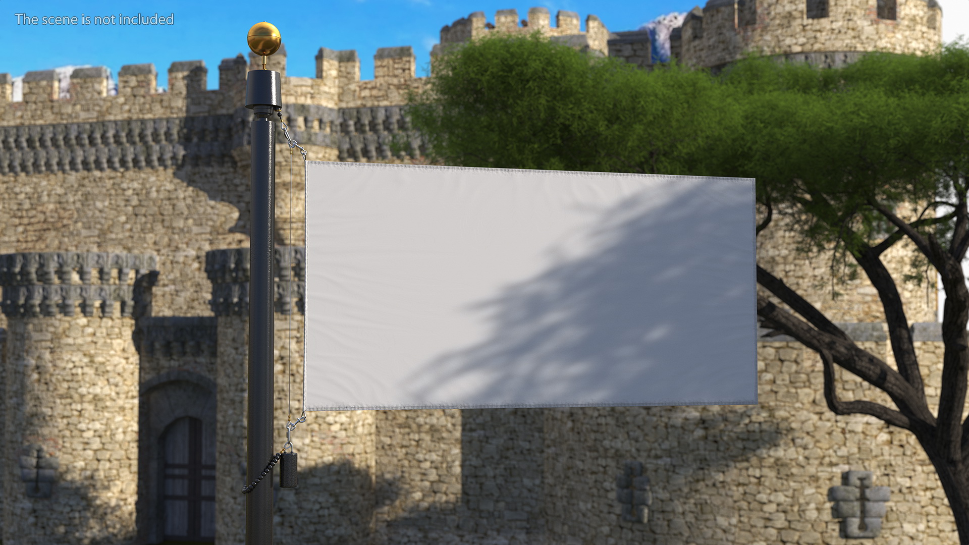 Flagpole Black Powder with White Flag 3D