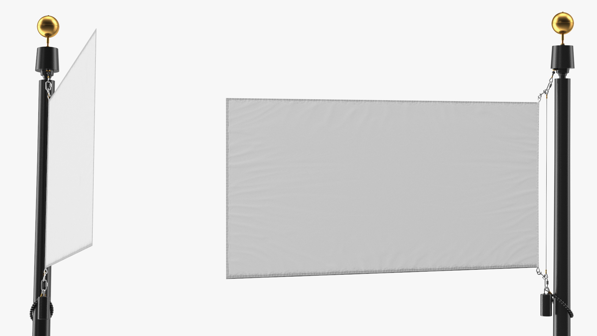 Flagpole Black Powder with White Flag 3D