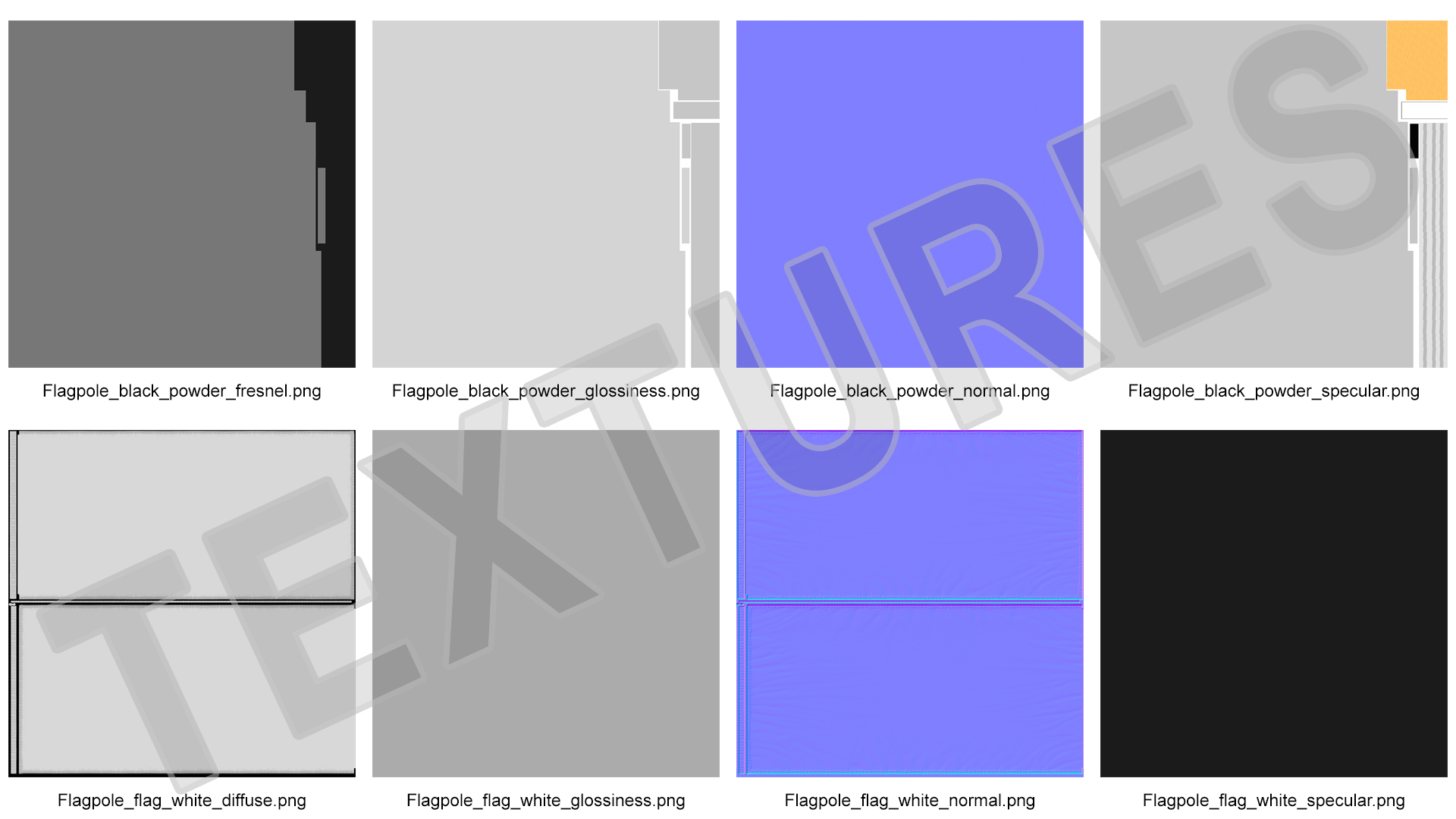 Flagpole Black Powder with White Flag 3D