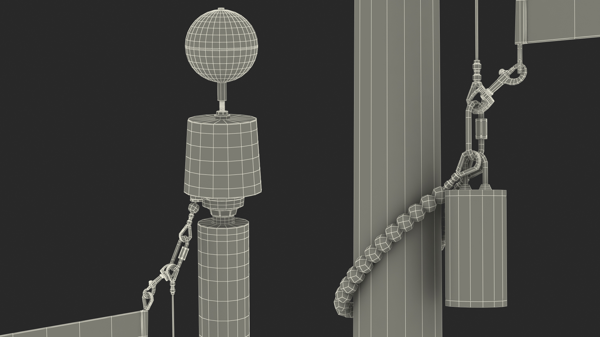 Flagpole Black Powder with White Flag 3D
