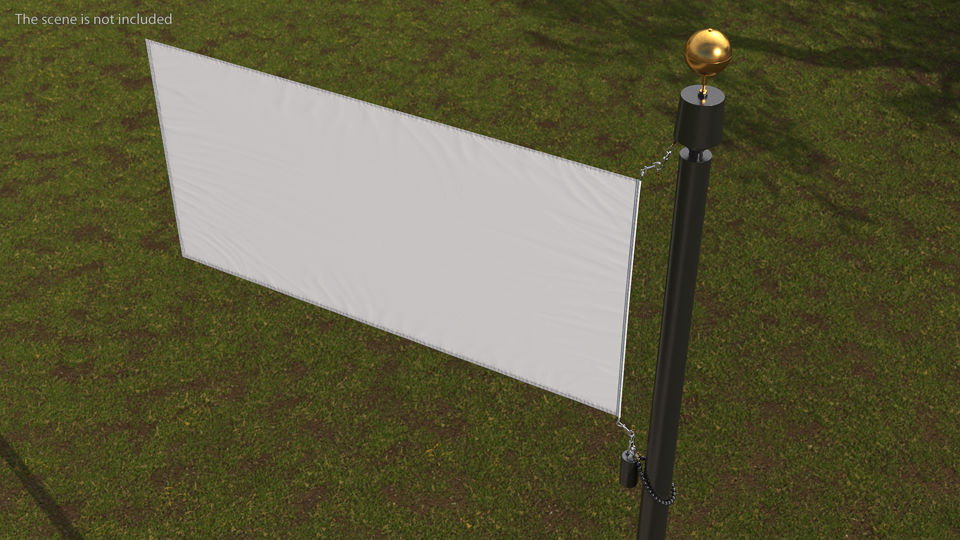 Flagpole Black Powder with White Flag 3D
