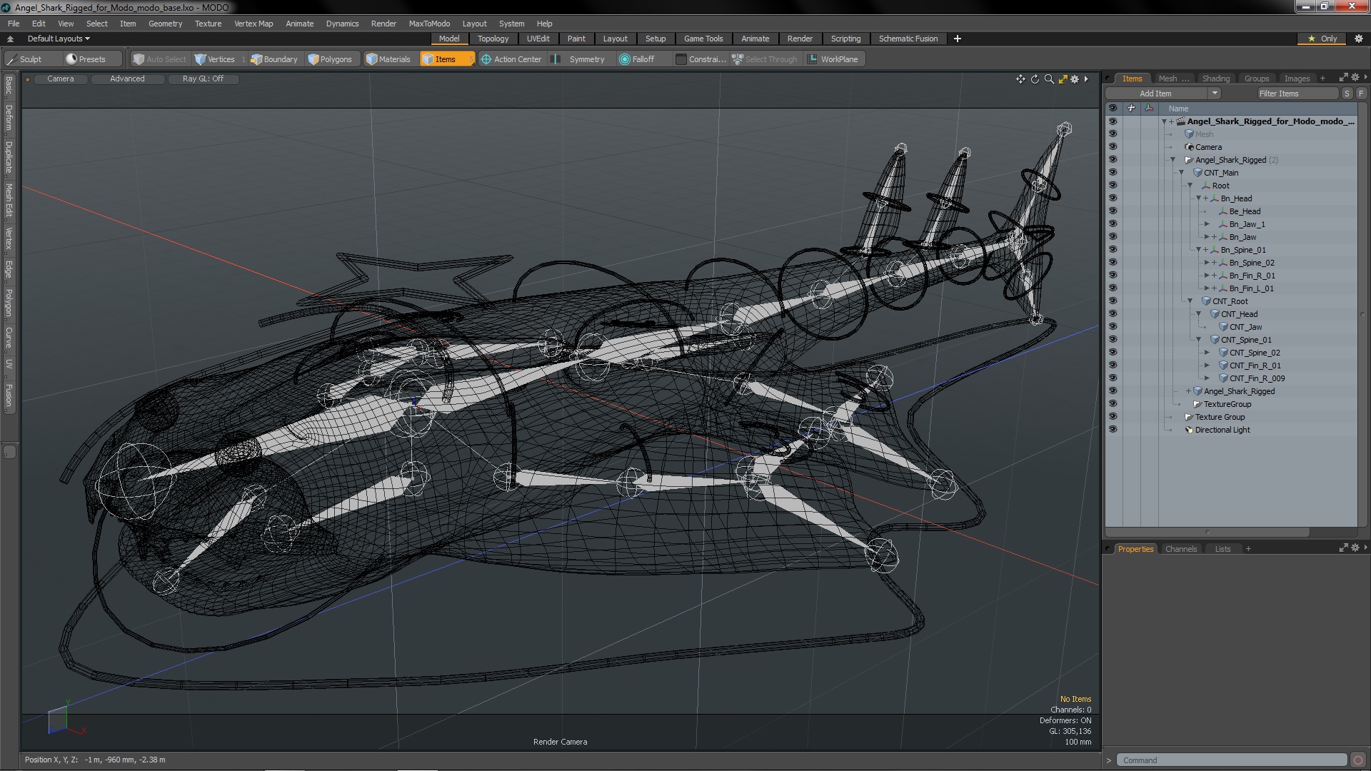 Angel Shark Rigged for Modo 3D