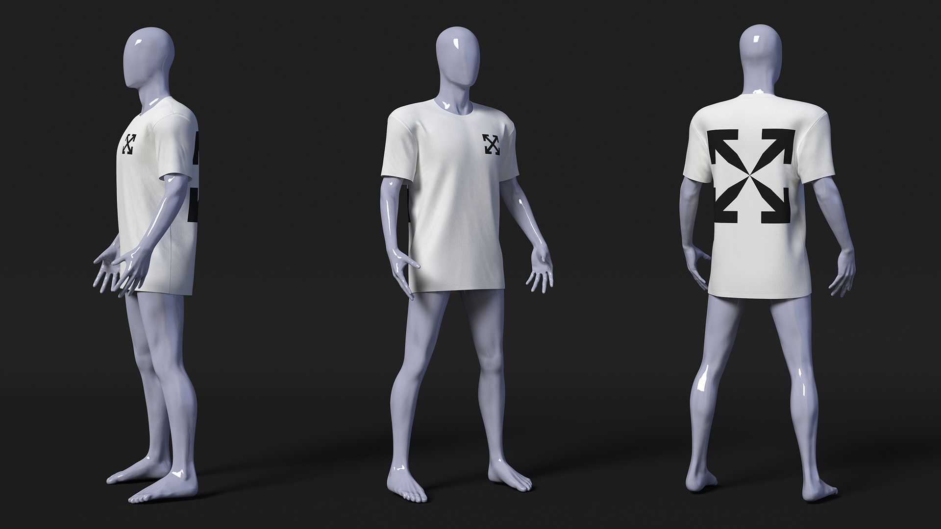 3D Mannequin Wearing Brand Off White T Shirt