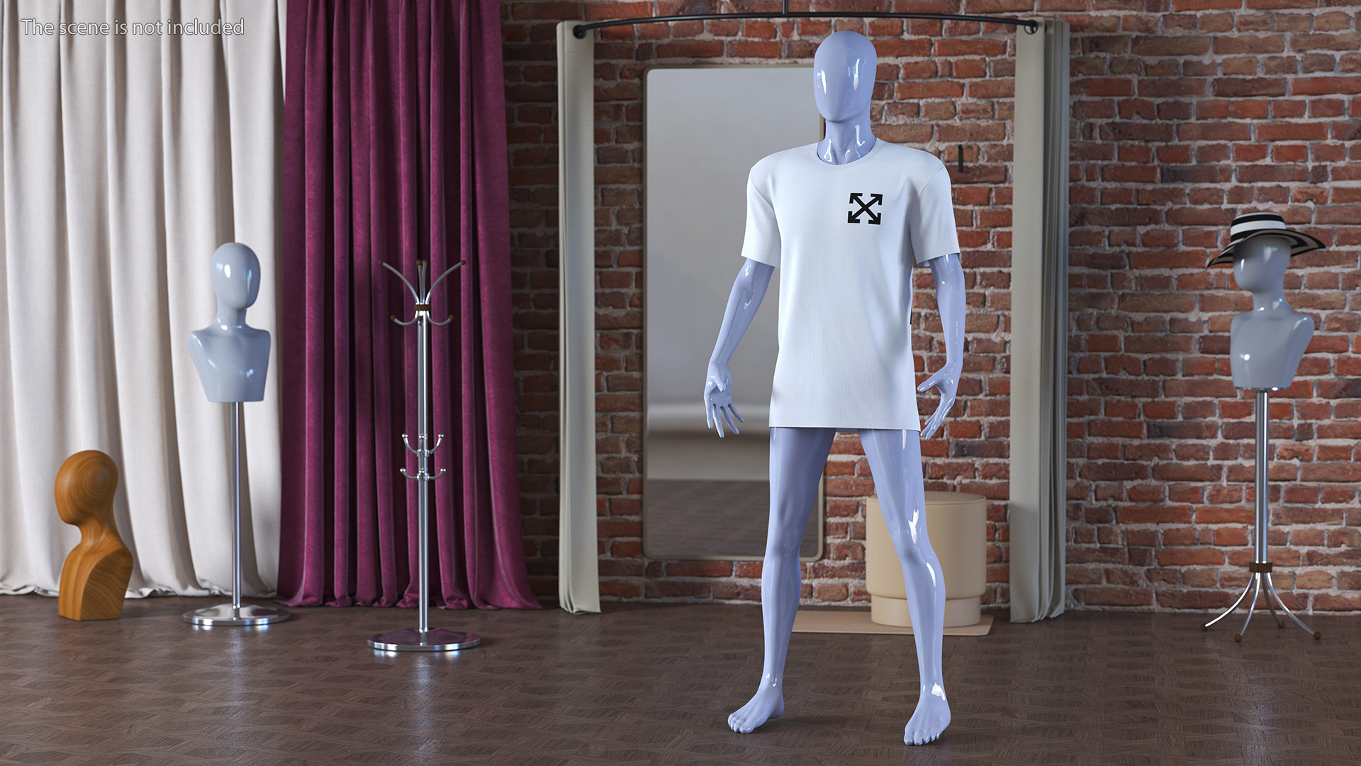 3D Mannequin Wearing Brand Off White T Shirt