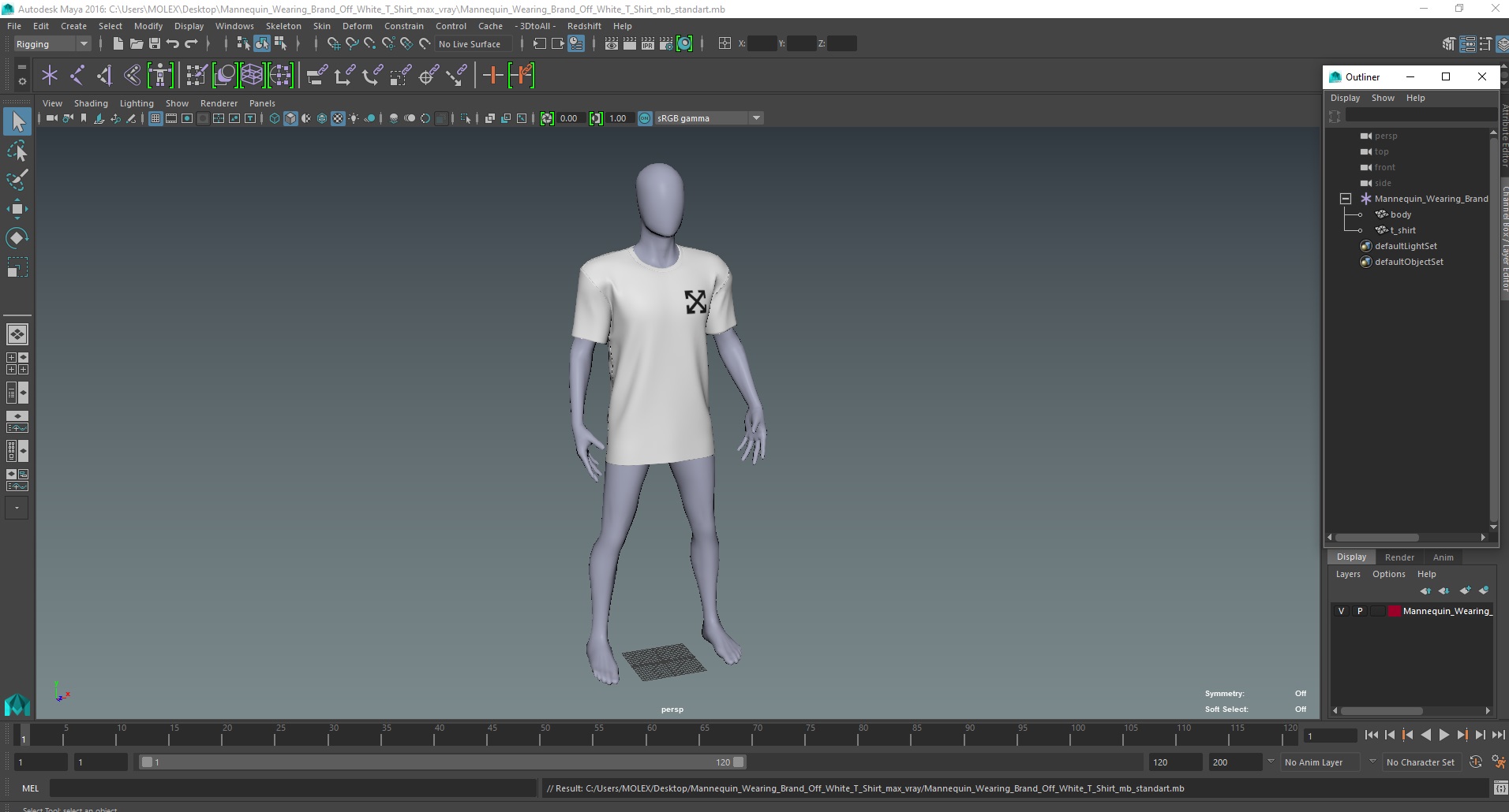 3D Mannequin Wearing Brand Off White T Shirt