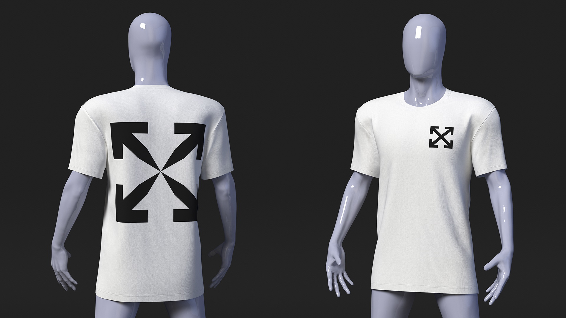 3D Mannequin Wearing Brand Off White T Shirt