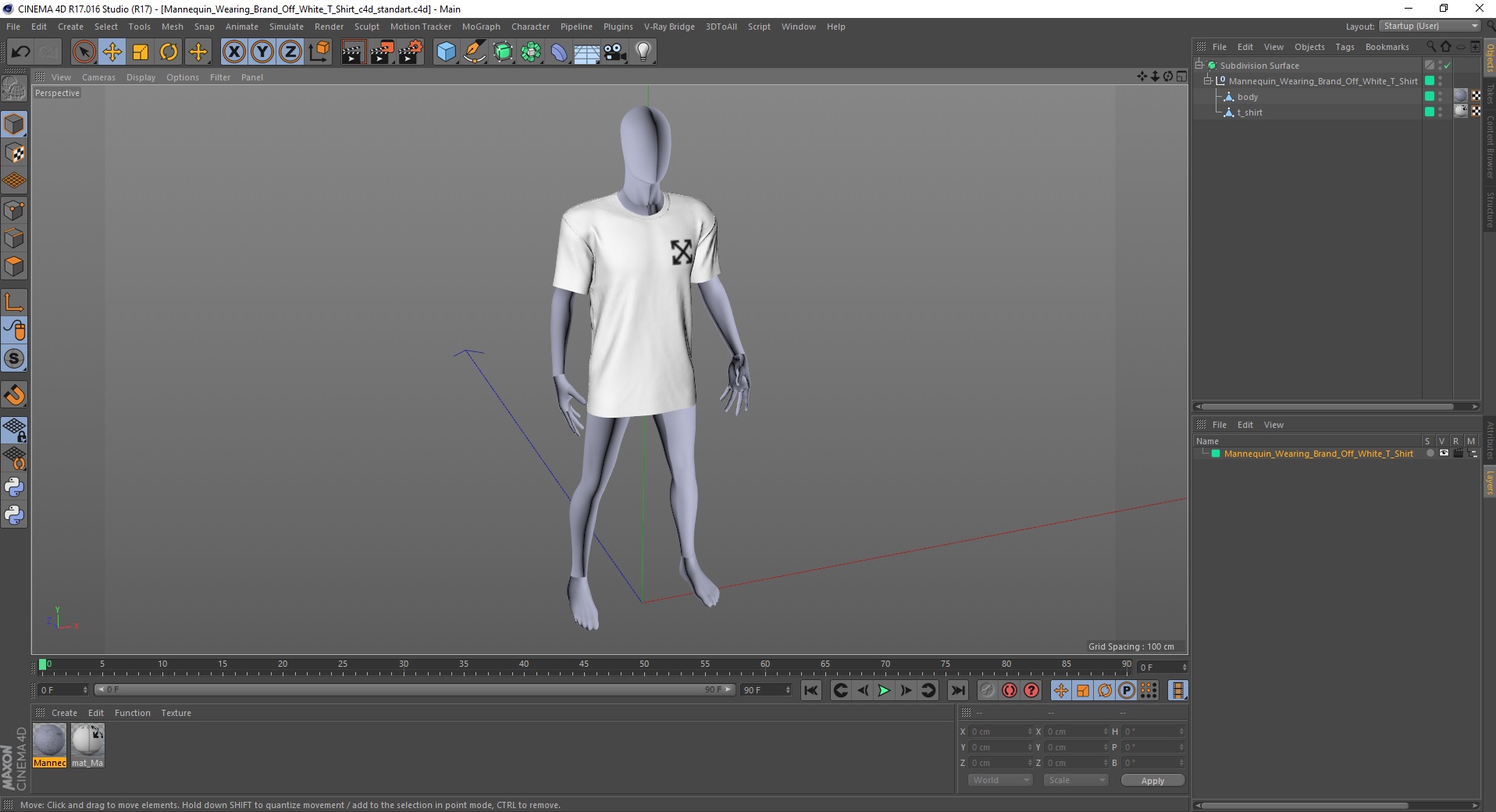 3D Mannequin Wearing Brand Off White T Shirt