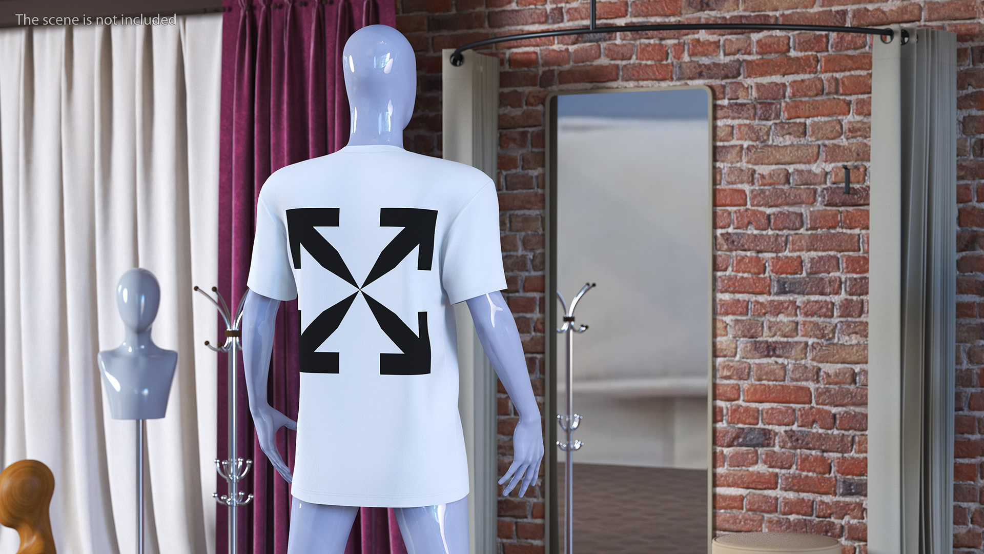 3D Mannequin Wearing Brand Off White T Shirt