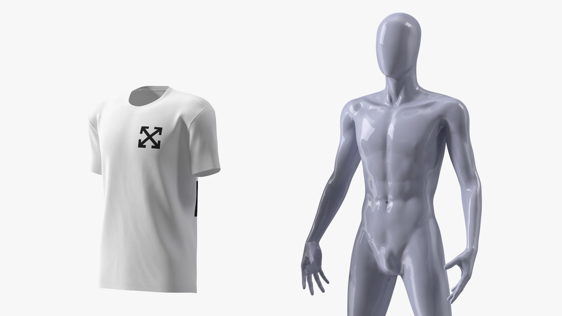 3D Mannequin Wearing Brand Off White T Shirt