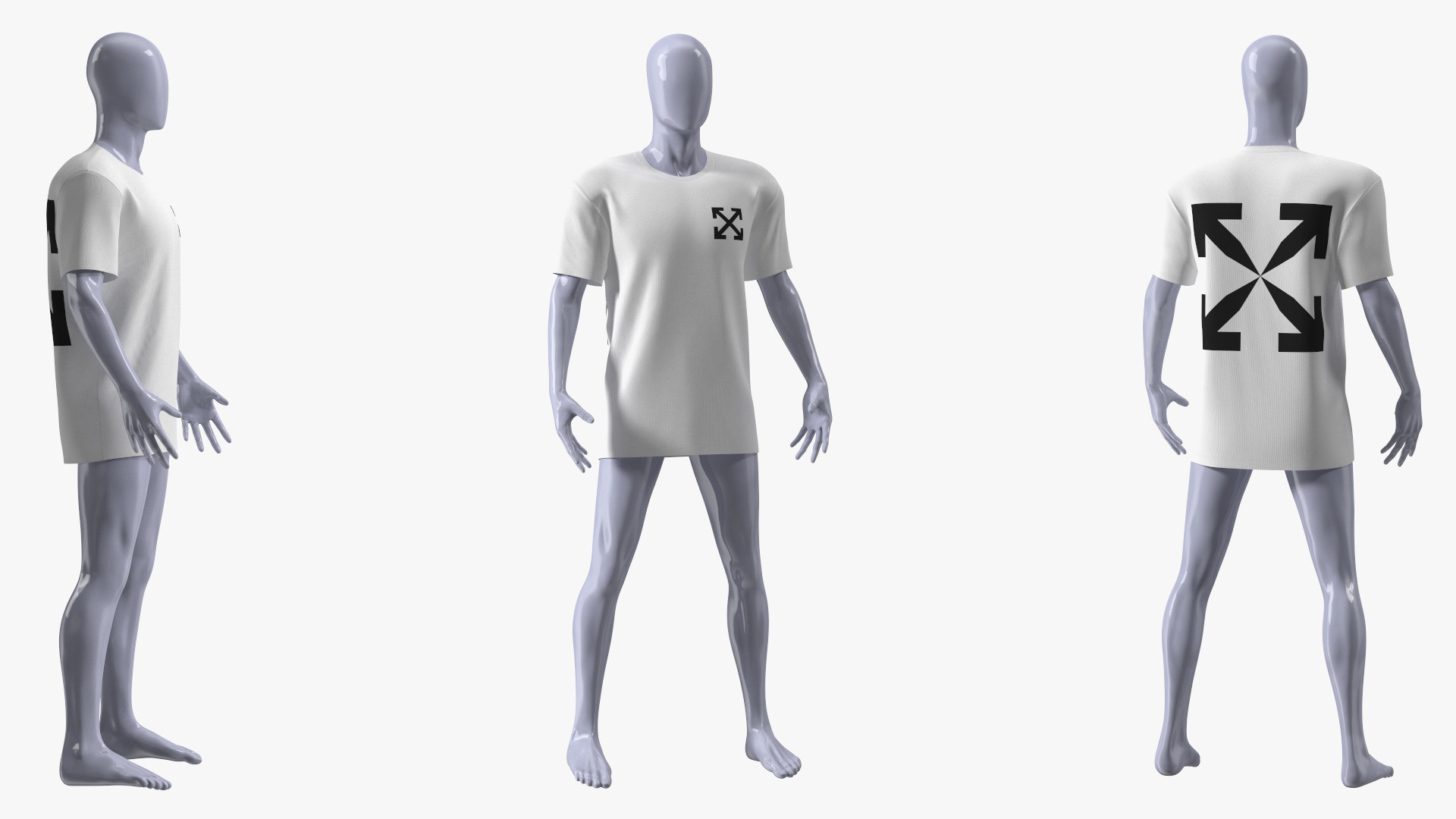 3D Mannequin Wearing Brand Off White T Shirt
