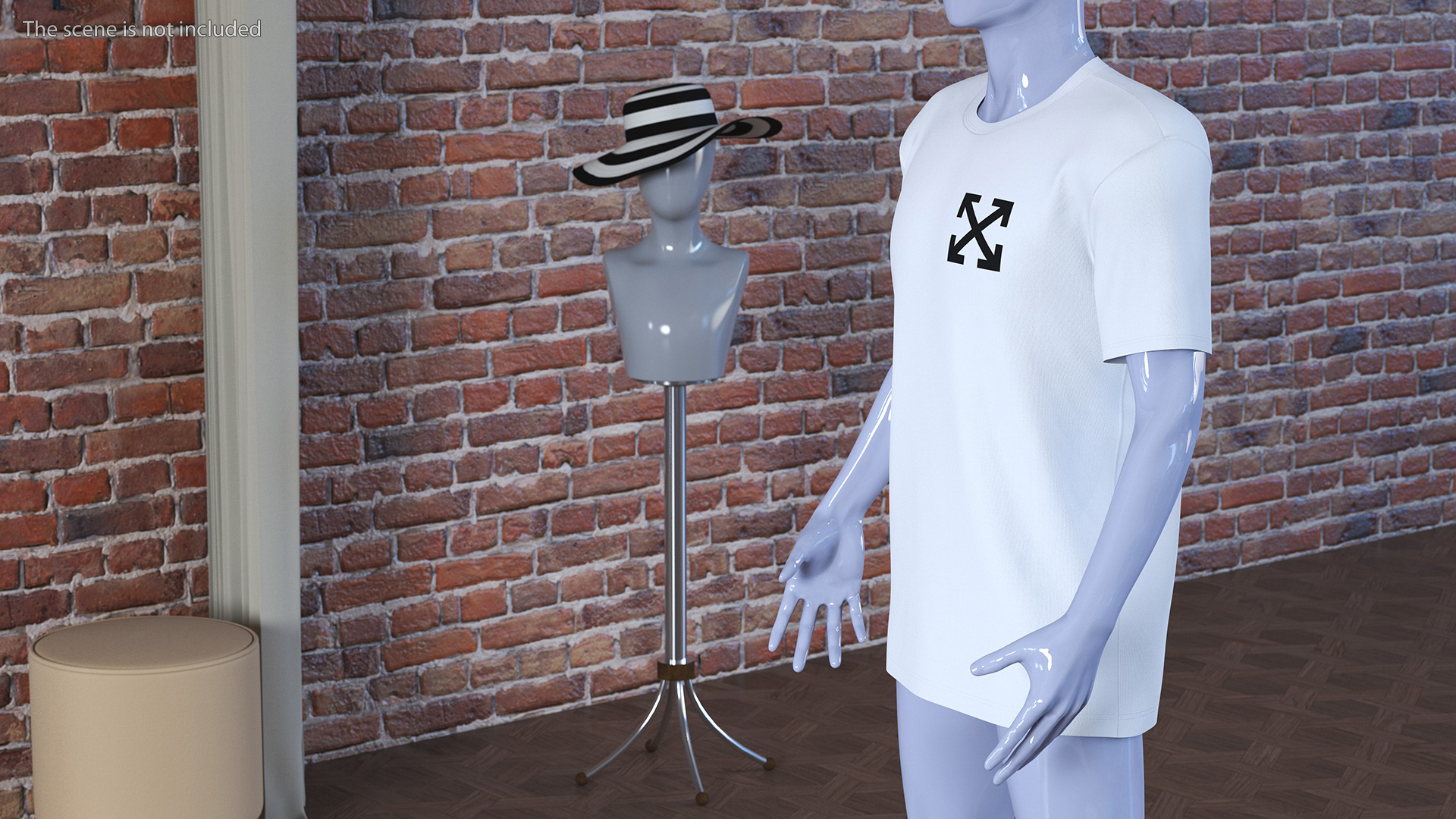 3D Mannequin Wearing Brand Off White T Shirt