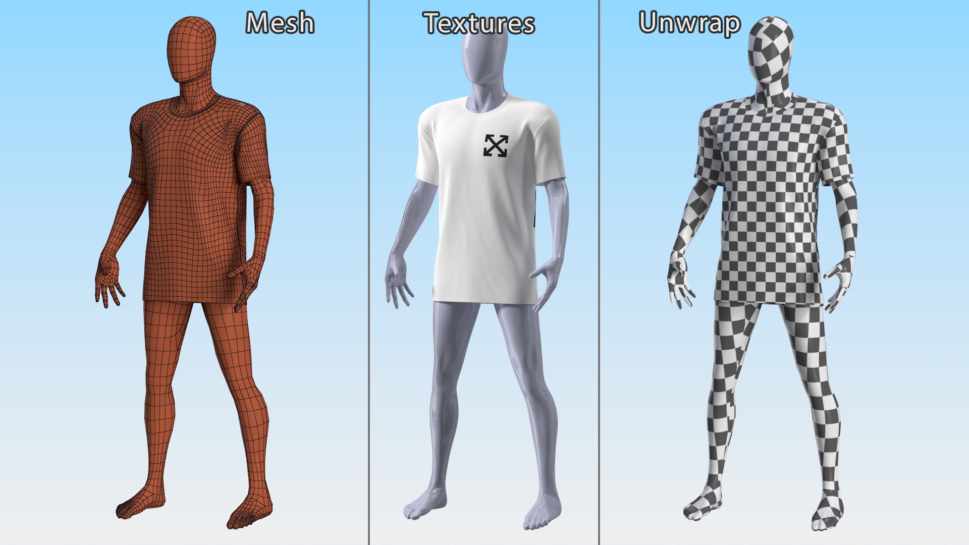 3D Mannequin Wearing Brand Off White T Shirt