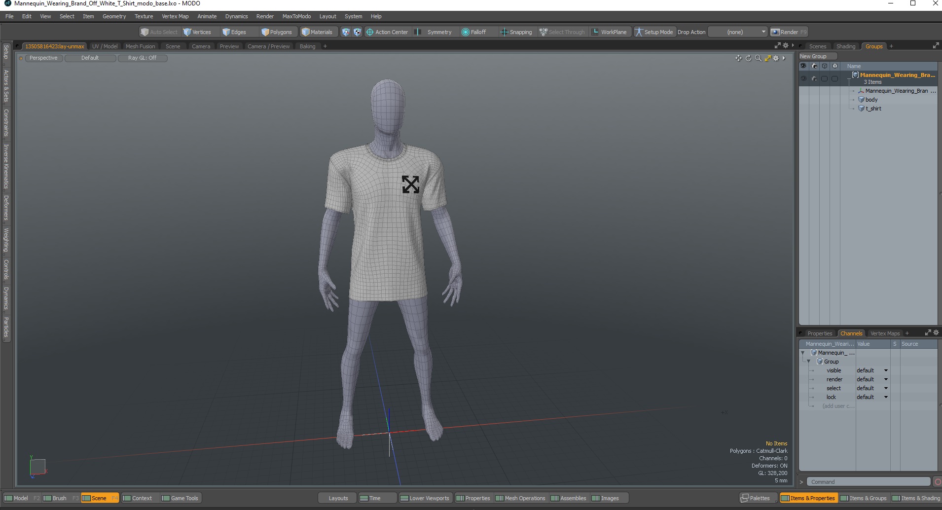 3D Mannequin Wearing Brand Off White T Shirt