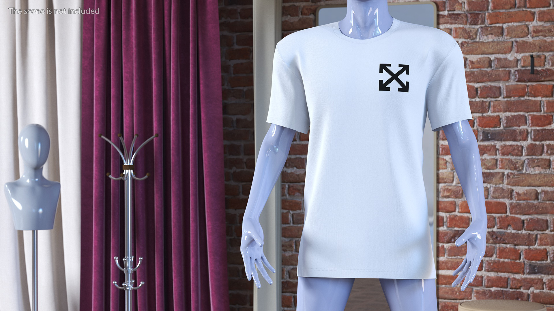 3D Mannequin Wearing Brand Off White T Shirt