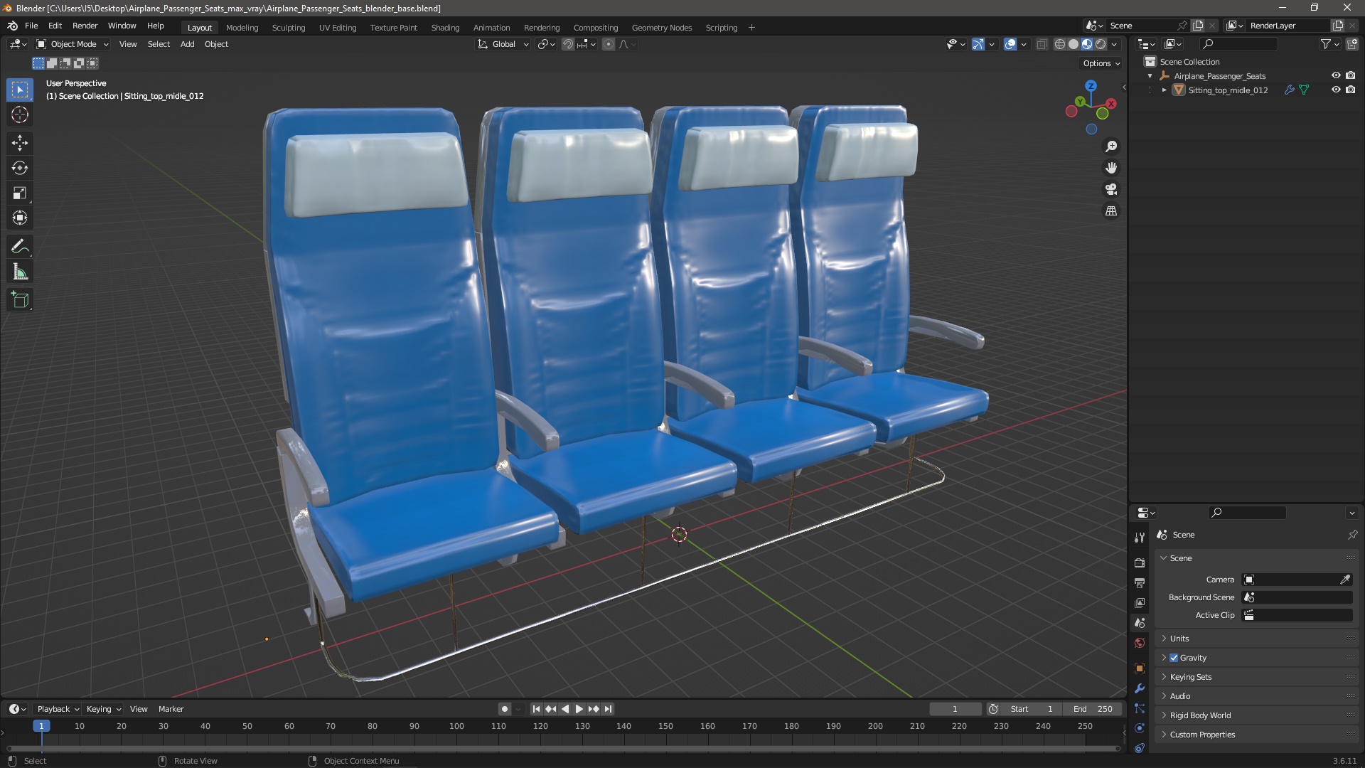 Airplane Passenger Seats 3D model