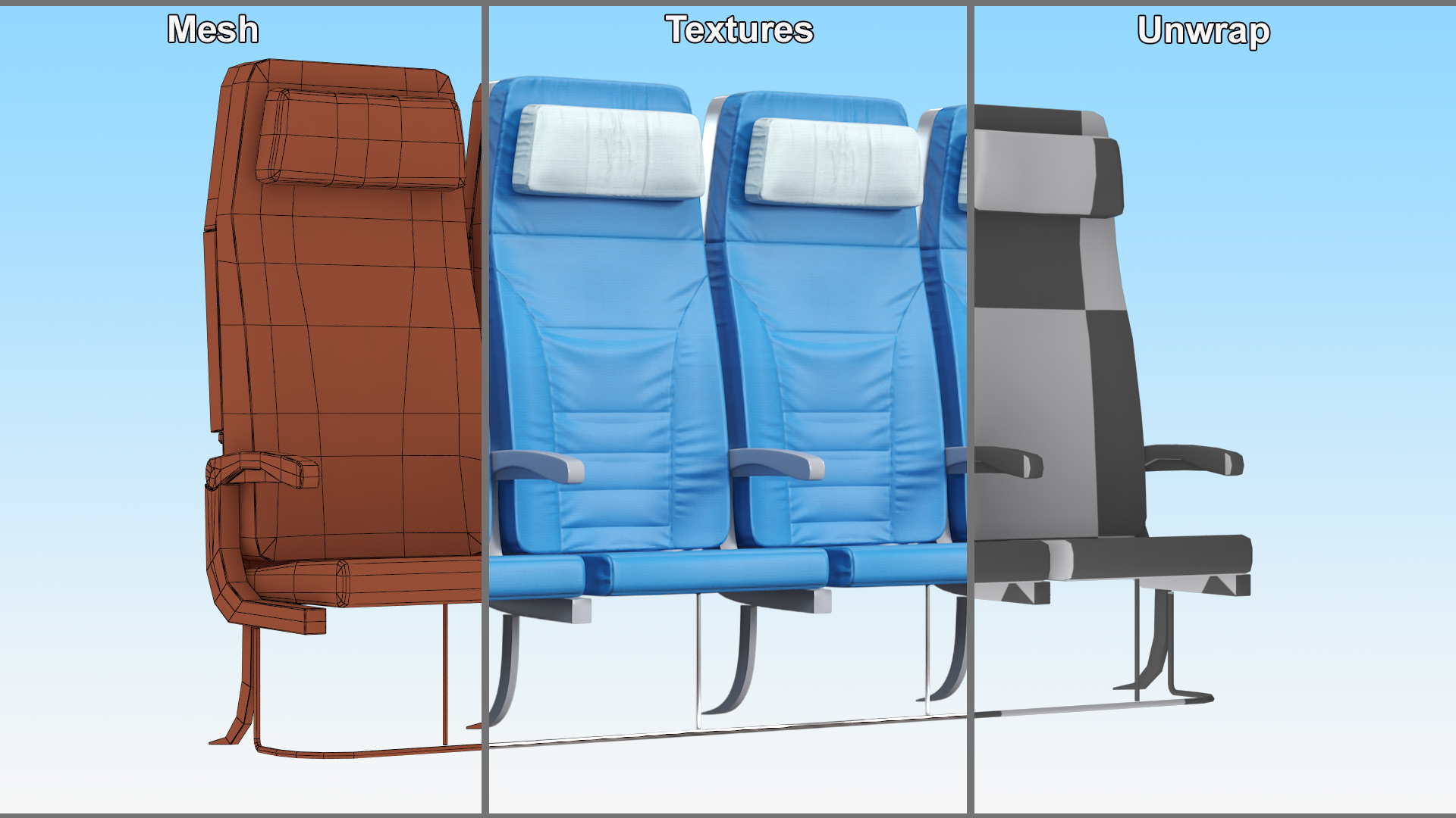 Airplane Passenger Seats 3D model