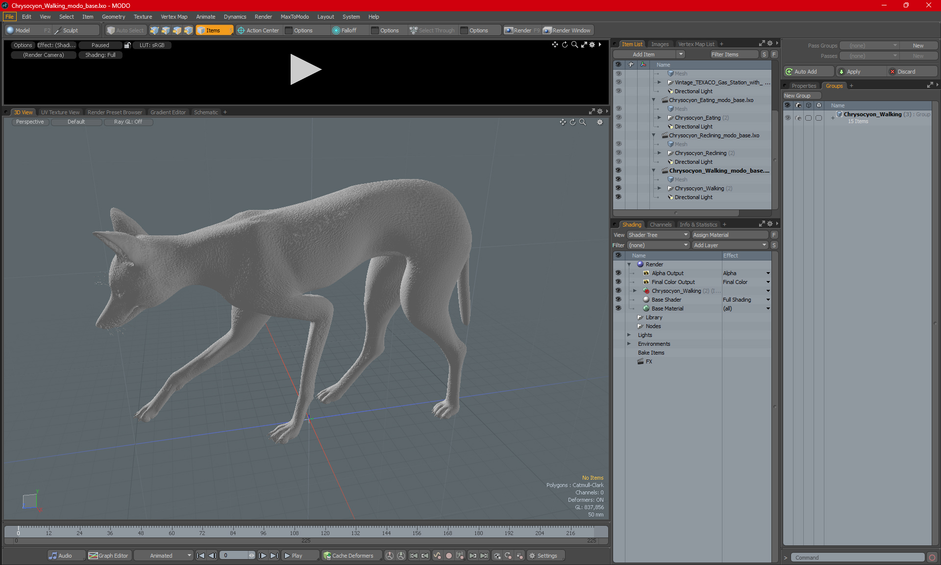 3D Chrysocyon Walking model