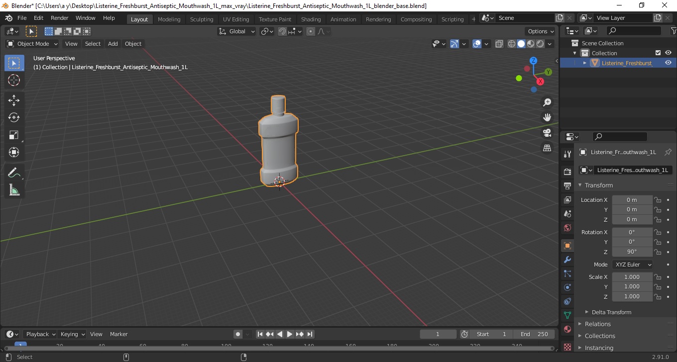 Listerine Freshburst Antiseptic Mouthwash 1L 3D model