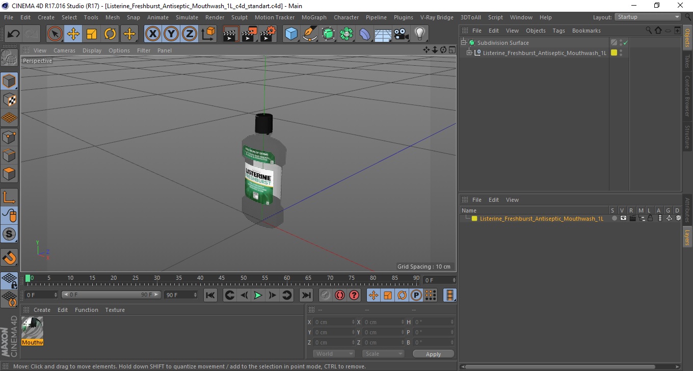 Listerine Freshburst Antiseptic Mouthwash 1L 3D model