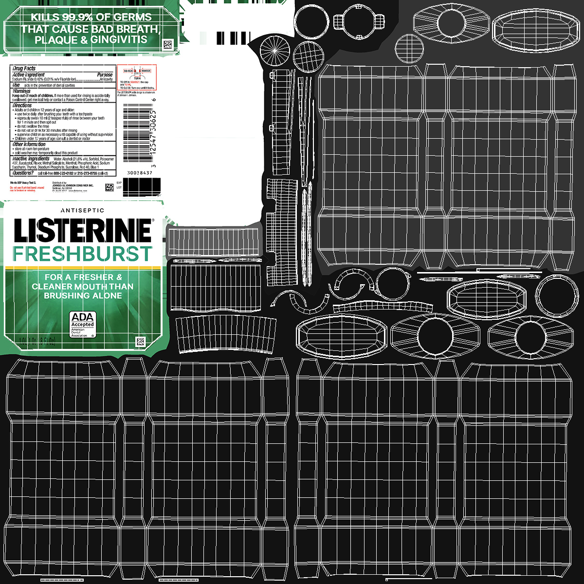 Listerine Freshburst Antiseptic Mouthwash 1L 3D model
