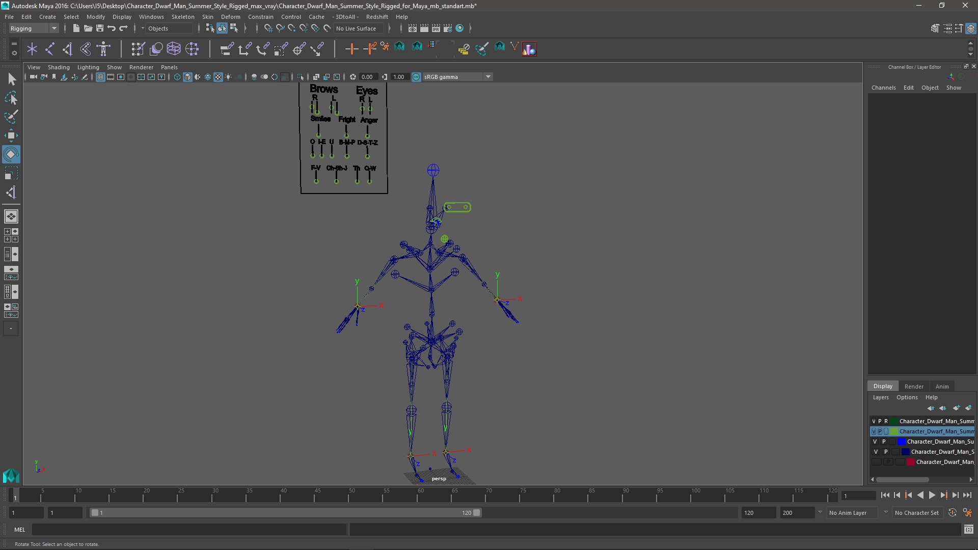 3D Character Dwarf Man Summer Style Rigged for Maya model