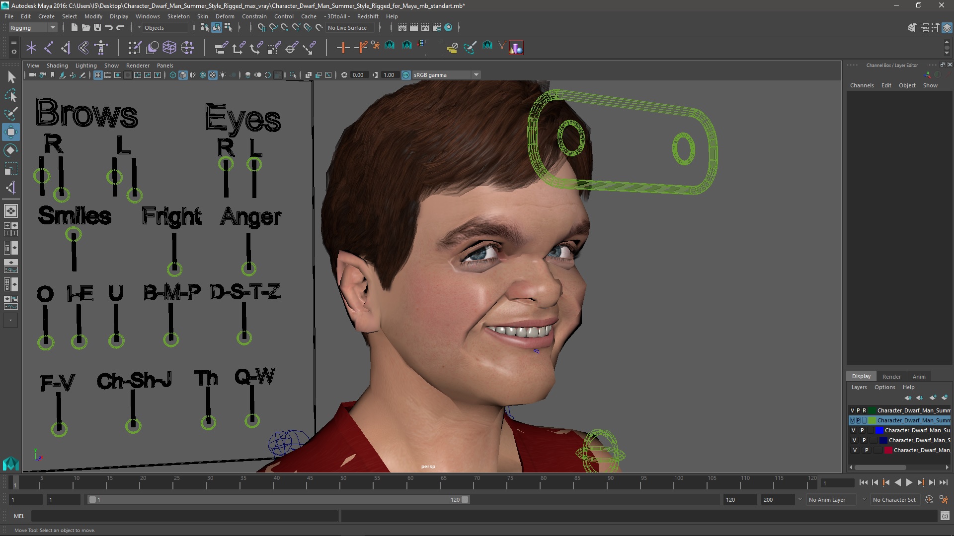 3D Character Dwarf Man Summer Style Rigged for Maya model