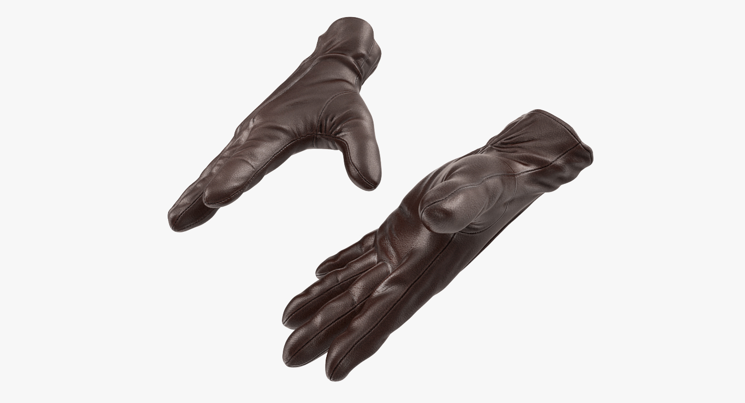 3D model Brown Leather Gloves