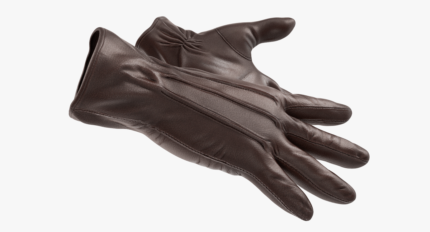 3D model Brown Leather Gloves