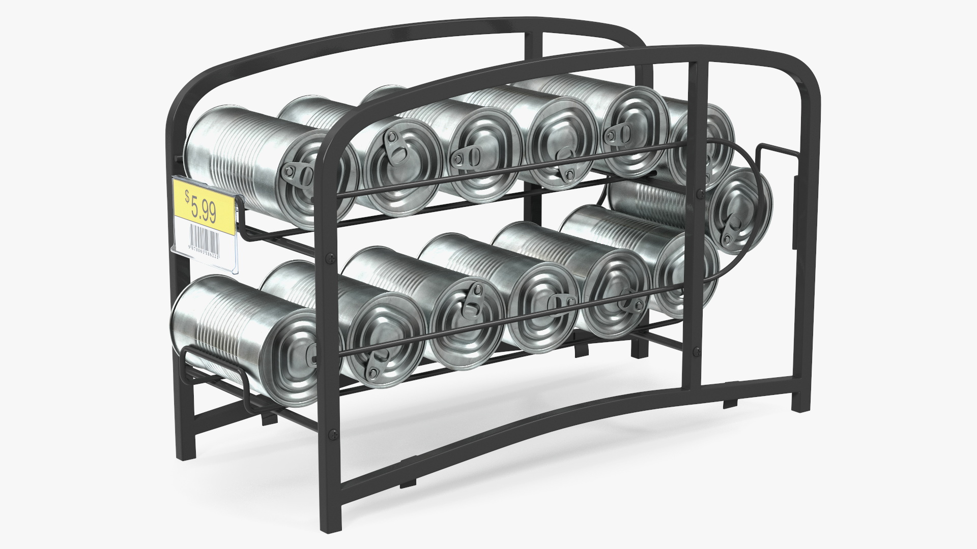 3D Tin Can Storage Dispenser with Tin Cans and Price Tag model