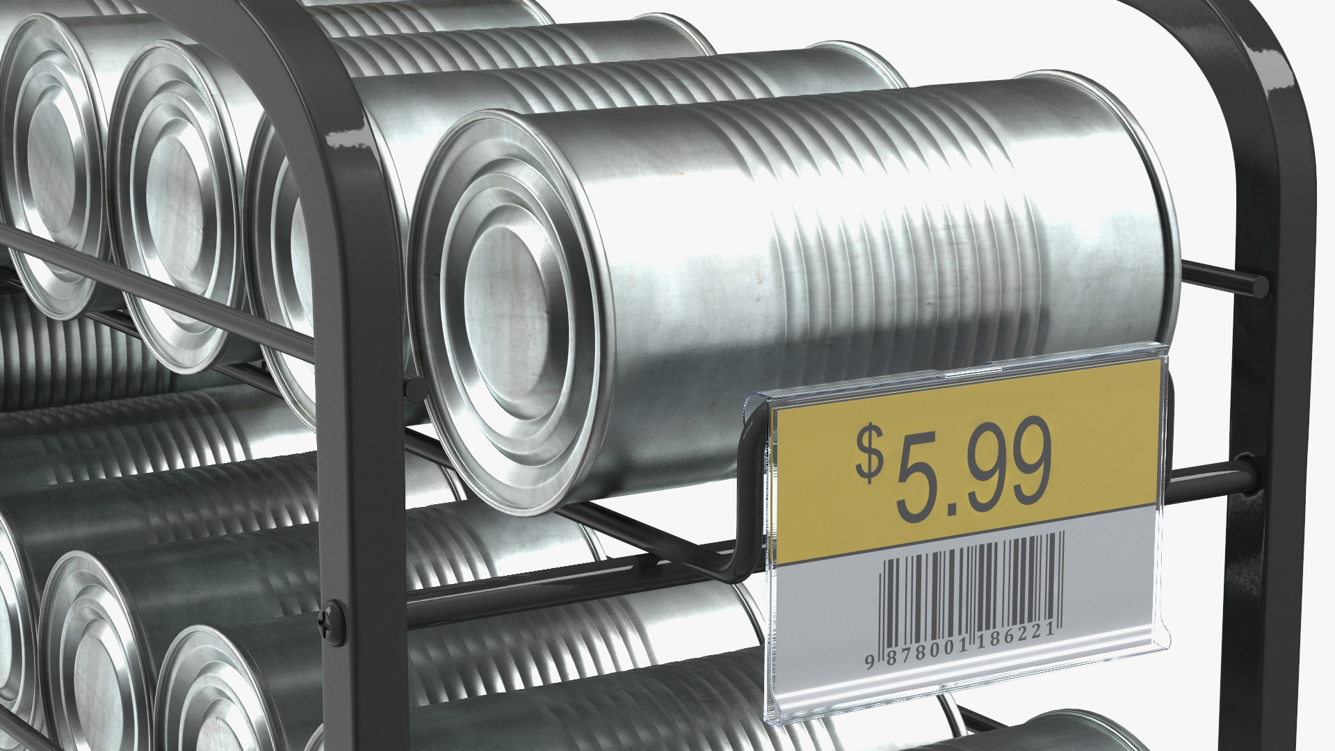 3D Tin Can Storage Dispenser with Tin Cans and Price Tag model