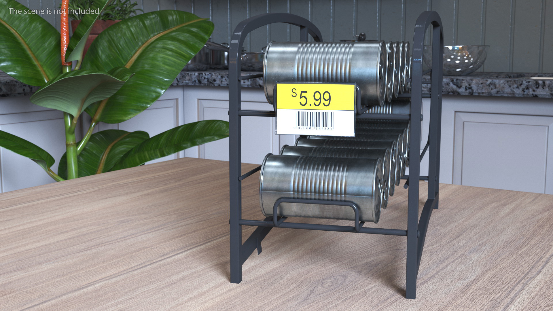 3D Tin Can Storage Dispenser with Tin Cans and Price Tag model