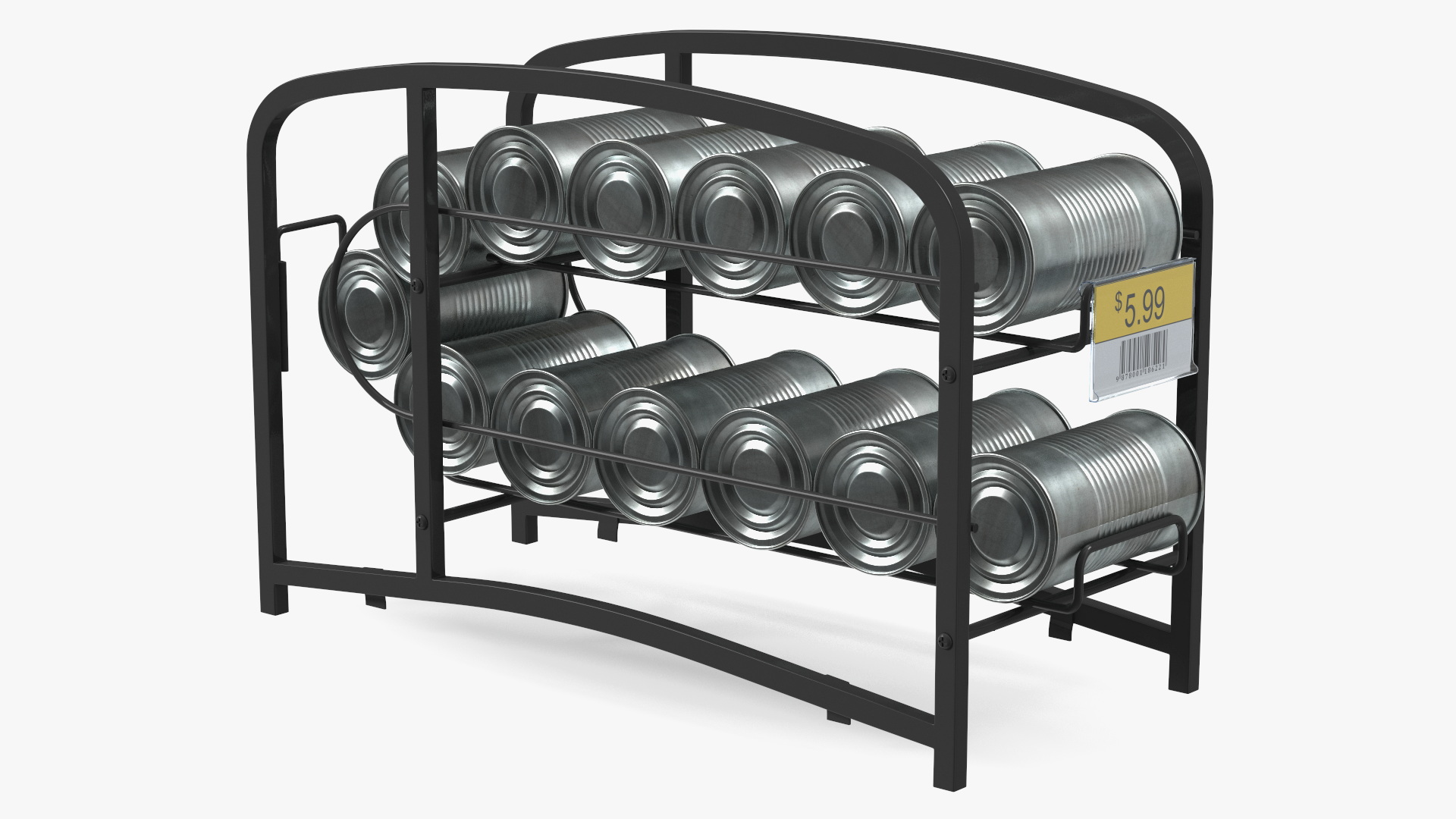 3D Tin Can Storage Dispenser with Tin Cans and Price Tag model