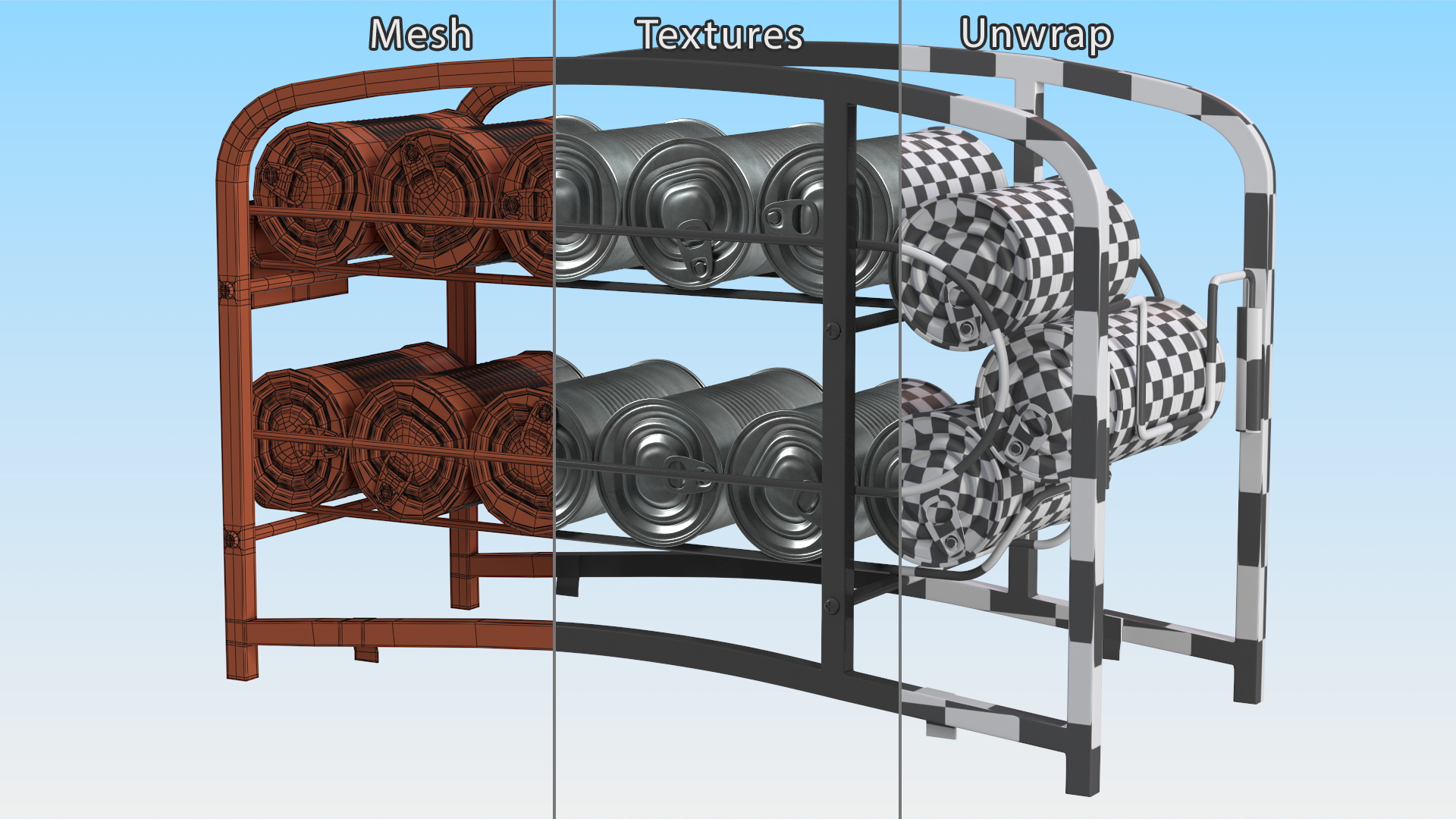 3D Tin Can Storage Dispenser with Tin Cans and Price Tag model
